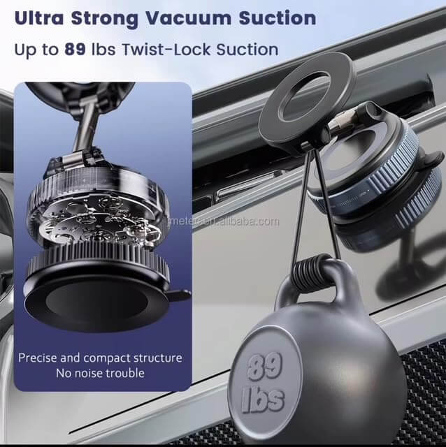 Magnetic Vacuum Suction Phone Mount | 360° Rotating Hands-Free Mobile Holder