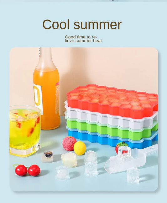 Silicone Ice Cube Trays with Lids | Multicolor Honeycomb Ice Mold