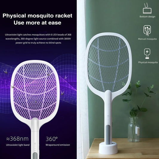 Rechargeable mosquito zapper racket UV light electric insect killer portable bug zapper for home outdoor camping Aalaa Shop