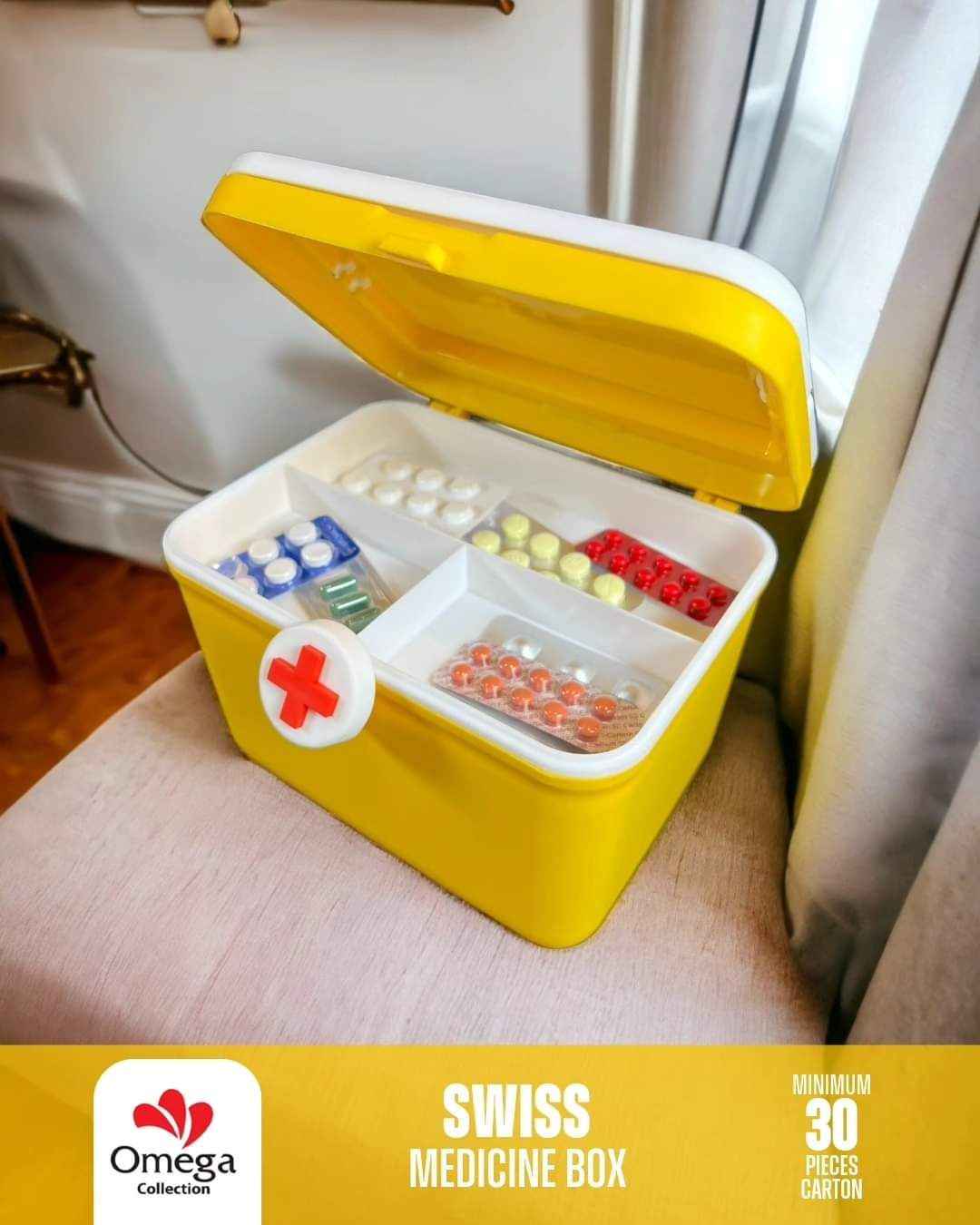 Swiss medicine and first aid storage box portable emergency medical organizer kit for home office travel Aalaa Shop