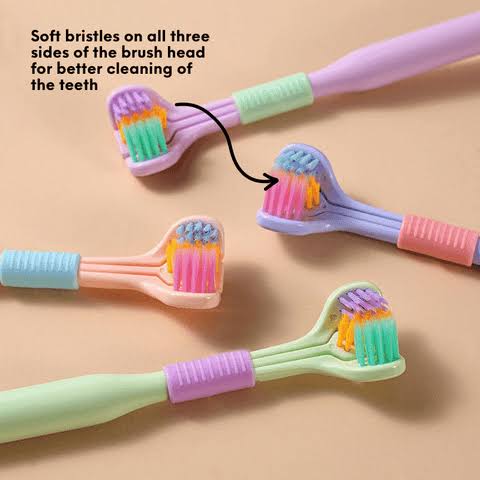 Soft Bristle 3 Sided Toothbrush, Oral Care Safety Toothbrush, Deep Cleaning Baby Toothbrush