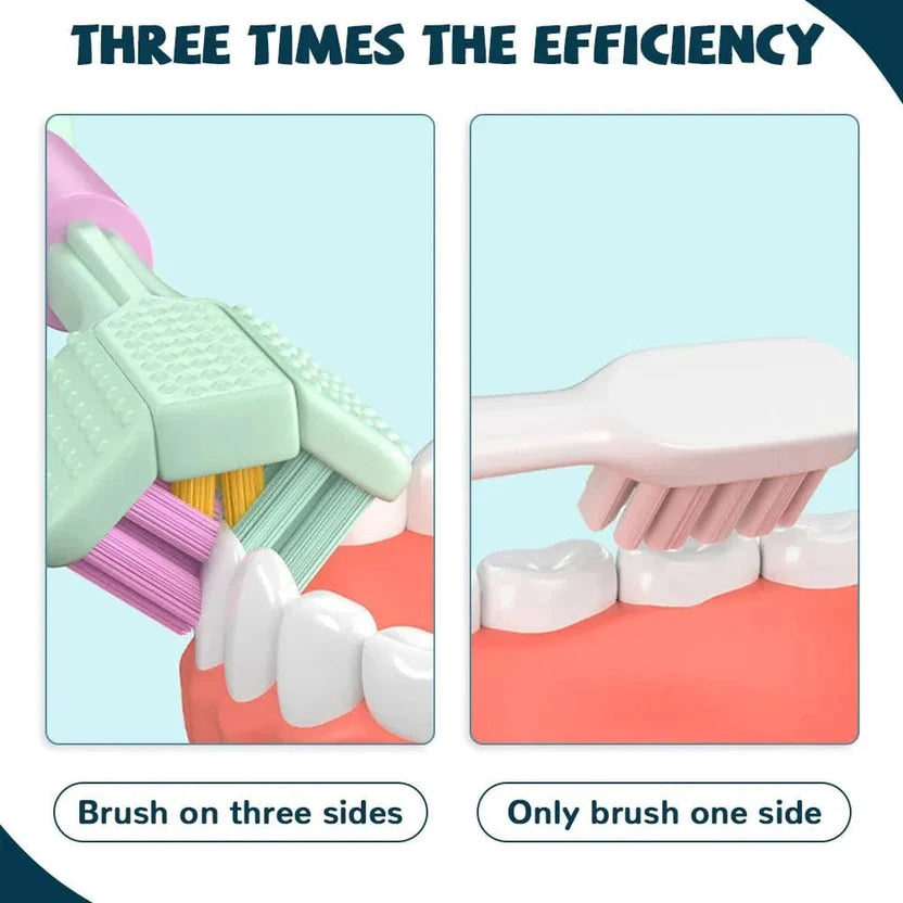 Soft Bristle 3 Sided Toothbrush, Oral Care Safety Toothbrush, Deep Cleaning Baby Toothbrush
