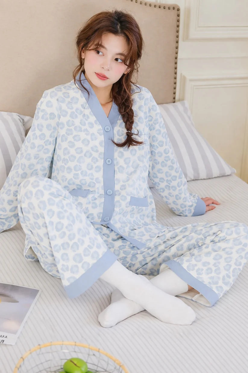 cheetah print button night suit women pajama set soft comfortable sleepwear ladies loungewear two piece printed nightwear Gharsaman