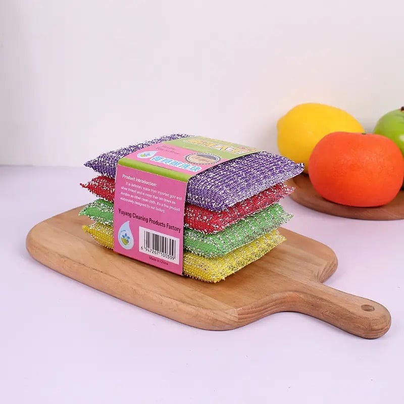 4Pcs Kitchen Cleaning Sponge Set | Multi-Color Scrub Sponges
