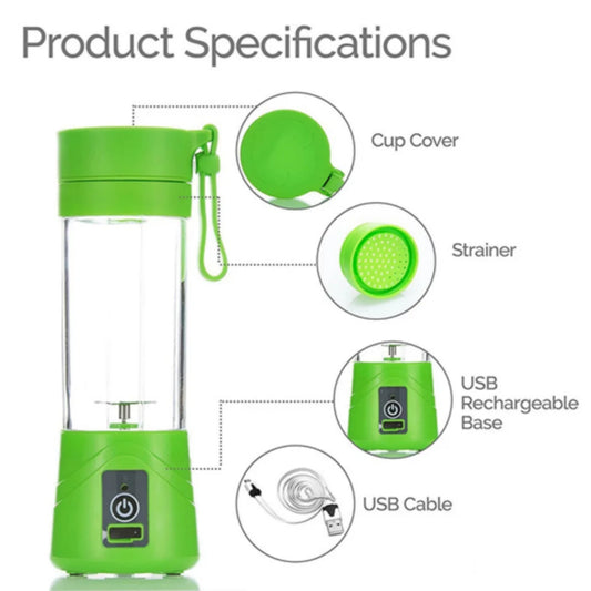 USB rechargeable mini juicer blender 6 blades portable smoothie maker juice blender travel kitchen gadget Aalaa Shop