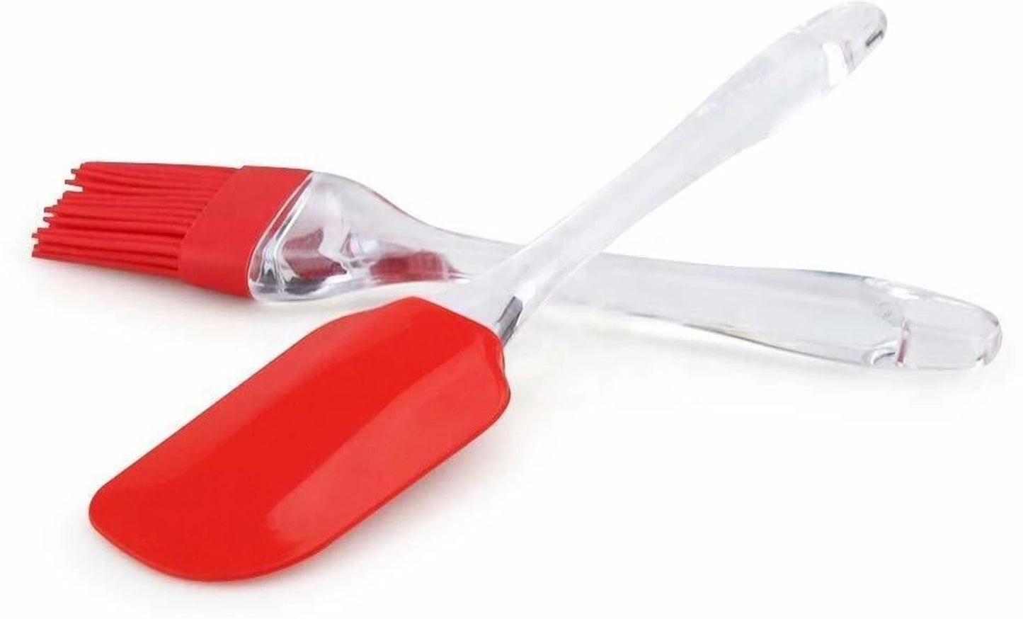 Silicone Spatula and Brush Set with Plastic Handle