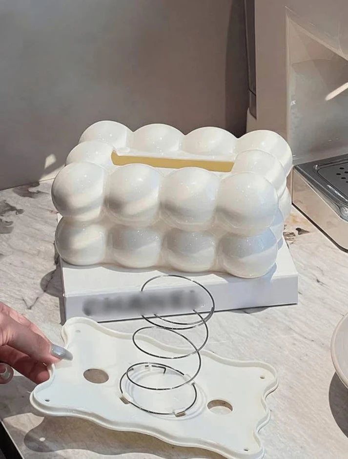 Bubble Bow Tissue Box White | Cute Cloud Tissue Holder