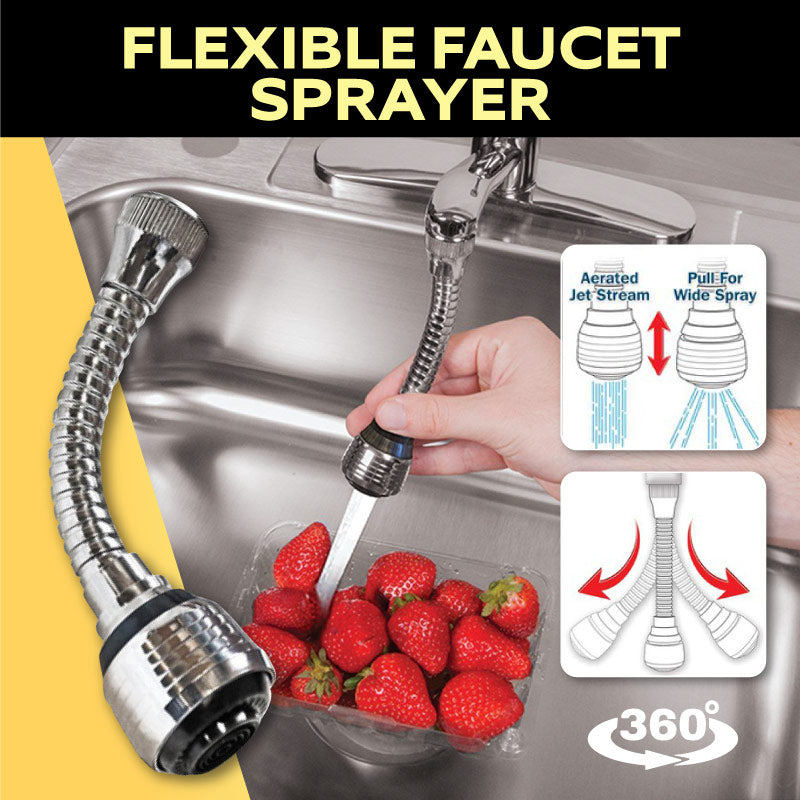 Turbo Flex 360 Flexible Faucet Sprayer | Swivel Sink Tap Extender for Kitchen &amp; Bathroom