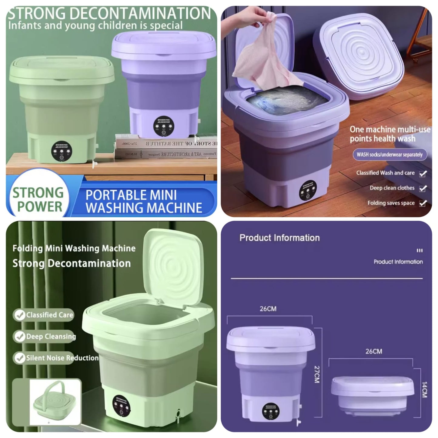 Foldable Portable Washing Machine | Mini USB Washer with Spin Basket 8ltr