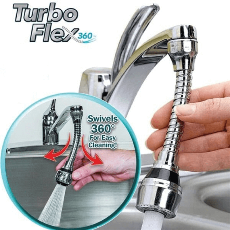 Turbo Flex 360 Flexible Faucet Sprayer | Swivel Sink Tap Extender for Kitchen &amp; Bathroom