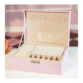 Leather Jewellery Organizer with Locker 2 Layers Hanging Holder Jewelry Box | Pink