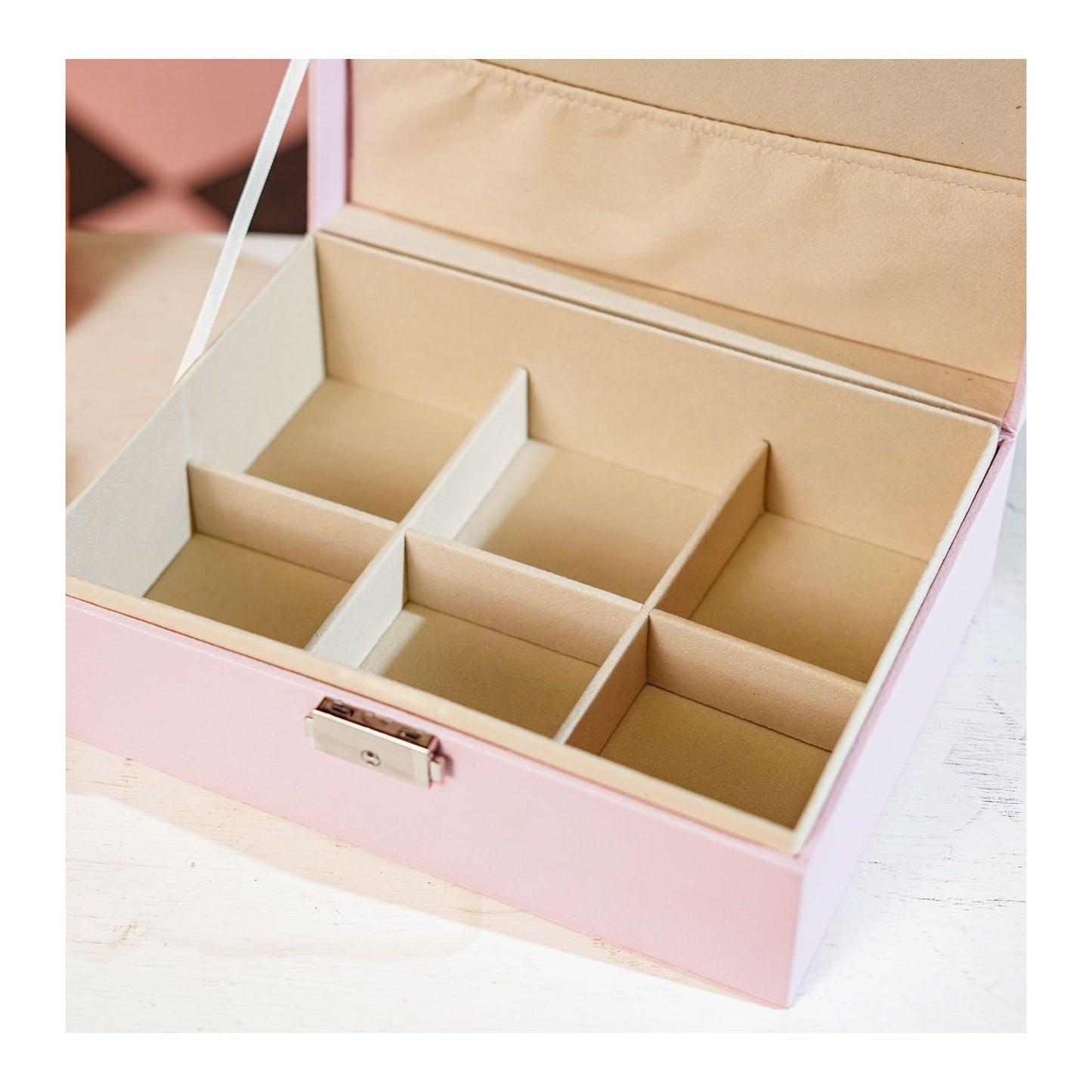 Leather Jewellery Organizer with Locker 2 Layers Hanging Holder Jewelry Box | Pink