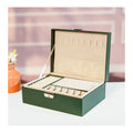 Leather Jewellery Organizer with Locker 2 Layers Hanging Holder Jewelry Box | Green
