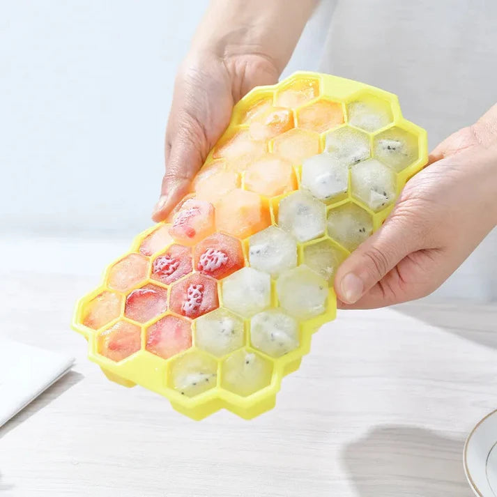 Silicone Ice Cube Trays  with Lids | Multicolor Honeycomb Ice Mold