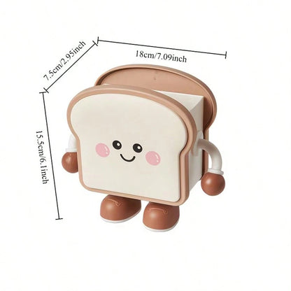 Cute Toast Desk Organizer Pen Holder | Kawaii Desktop Stationery Storage