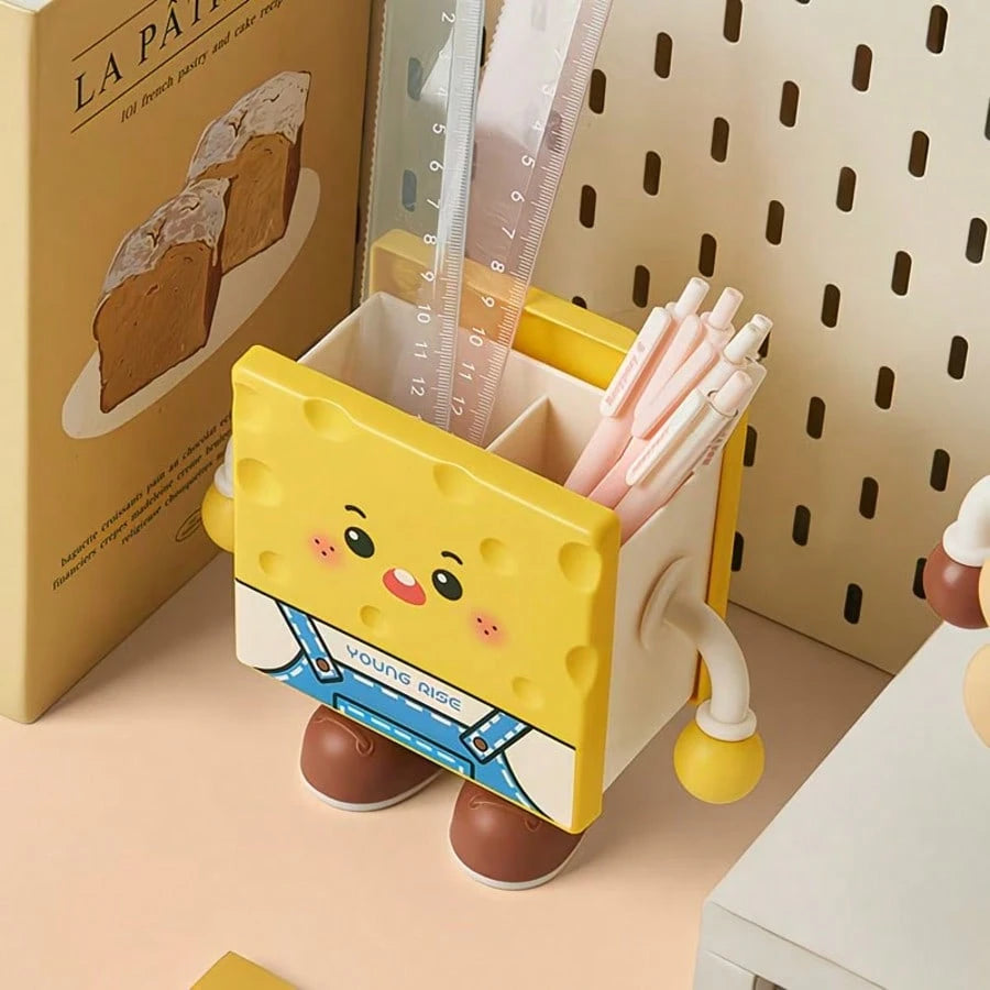 Cute Toast Desk Organizer Pen Holder | Kawaii Desktop Stationery Storage