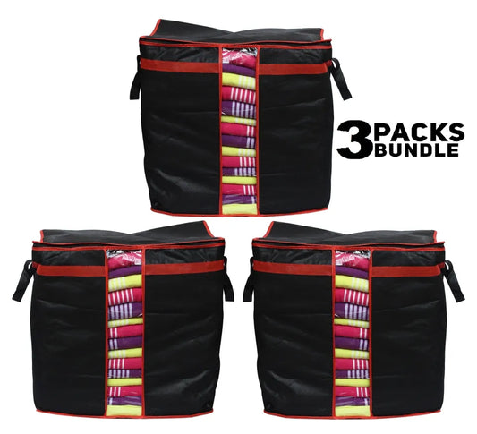 Large Non-Woven Clothes Storage Bag | Foldable Blanket & Quilt Organizer with Transparent Window
