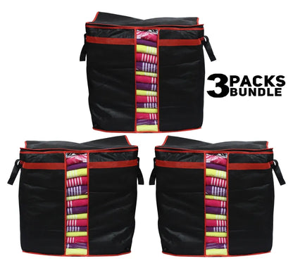 Large Non-Woven Clothes Storage Bag | Foldable Blanket & Quilt Organizer with Transparent Window