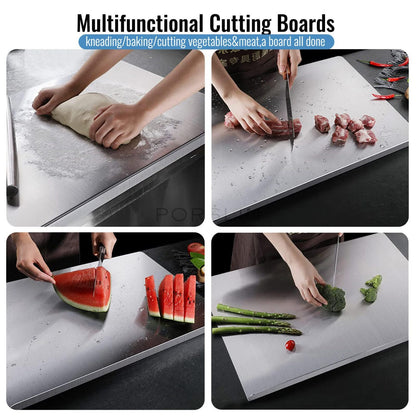 Stainless steel chopping board with lip heavy duty kitchen cutting board for meat vegetables dough Aalaa Shop