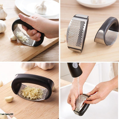 stainless steel garlic press kitchen tool