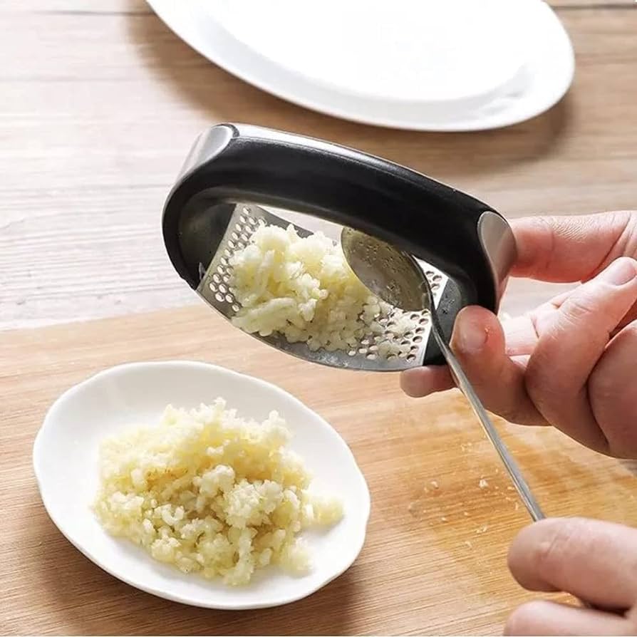 stainless steel garlic press kitchen tool