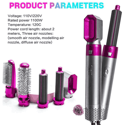 5 in 1 hot air hair styler dryer brush multi styling hair tool for straightening curling drying salon style hair Aalaa Shop