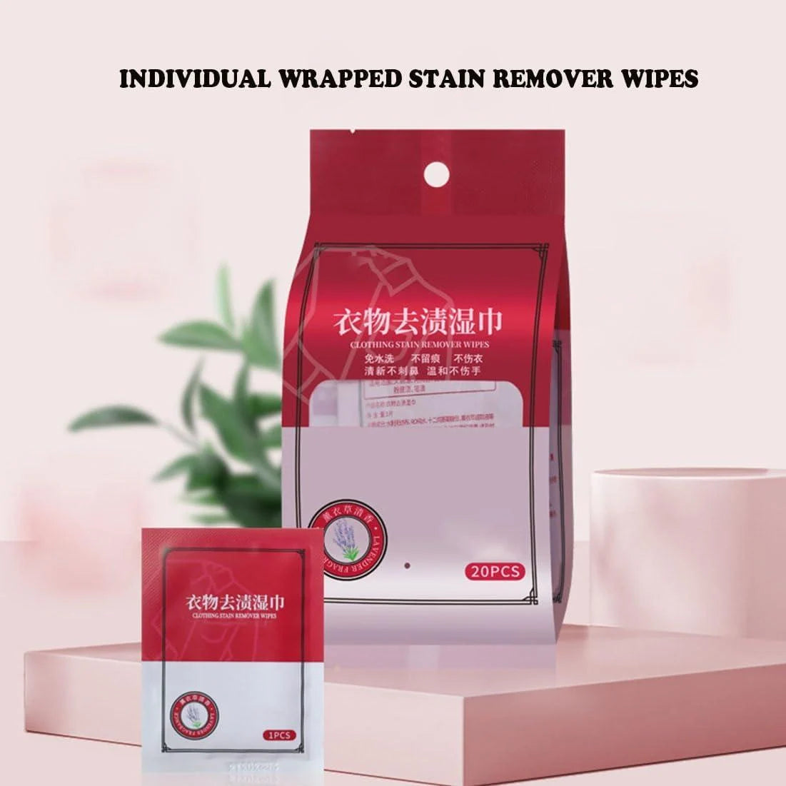 20Pcs Stain Remover Wipes | Quick Fabric & Clothes Cleaning Wipes