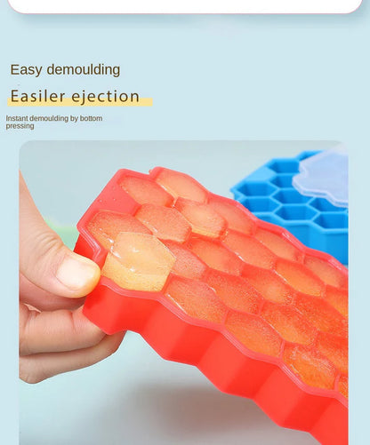 Silicone Ice Cube Trays  with Lids | Multicolor Honeycomb Ice Mold