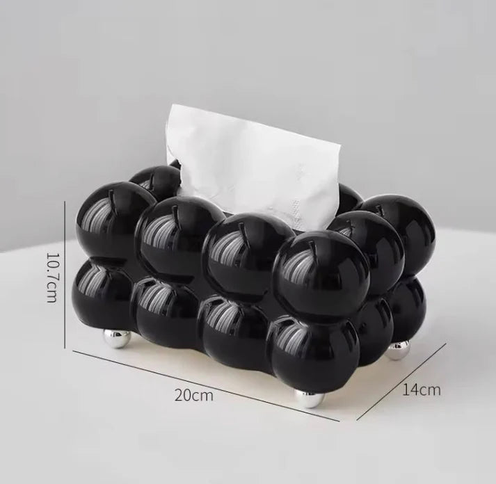 Bubble Bow Tissue Box Black | Cute Cloud Tissue Holder