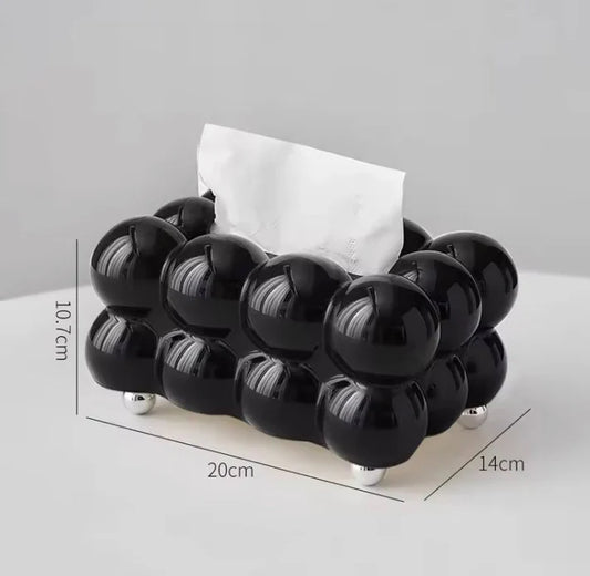 Bubble Bow Tissue Box Black | Cute Cloud Tissue Holder
