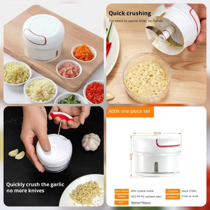 Mini Manual Food Chopper | Hand Push Vegetable Cutter