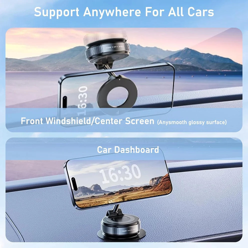 Magnetic Vacuum Suction Phone Mount | 360° Rotating Hands-Free Mobile Holder