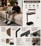 Oval C-Shaped Sofa Side Table | Heavy Quality Laptop & Coffee Table