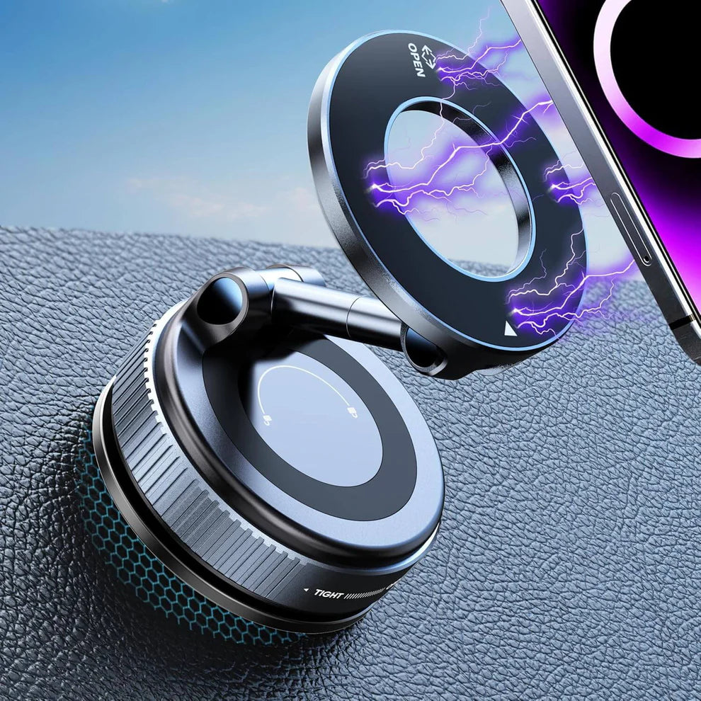 Magnetic Vacuum Suction Phone Mount | 360° Rotating Hands-Free Mobile Holder