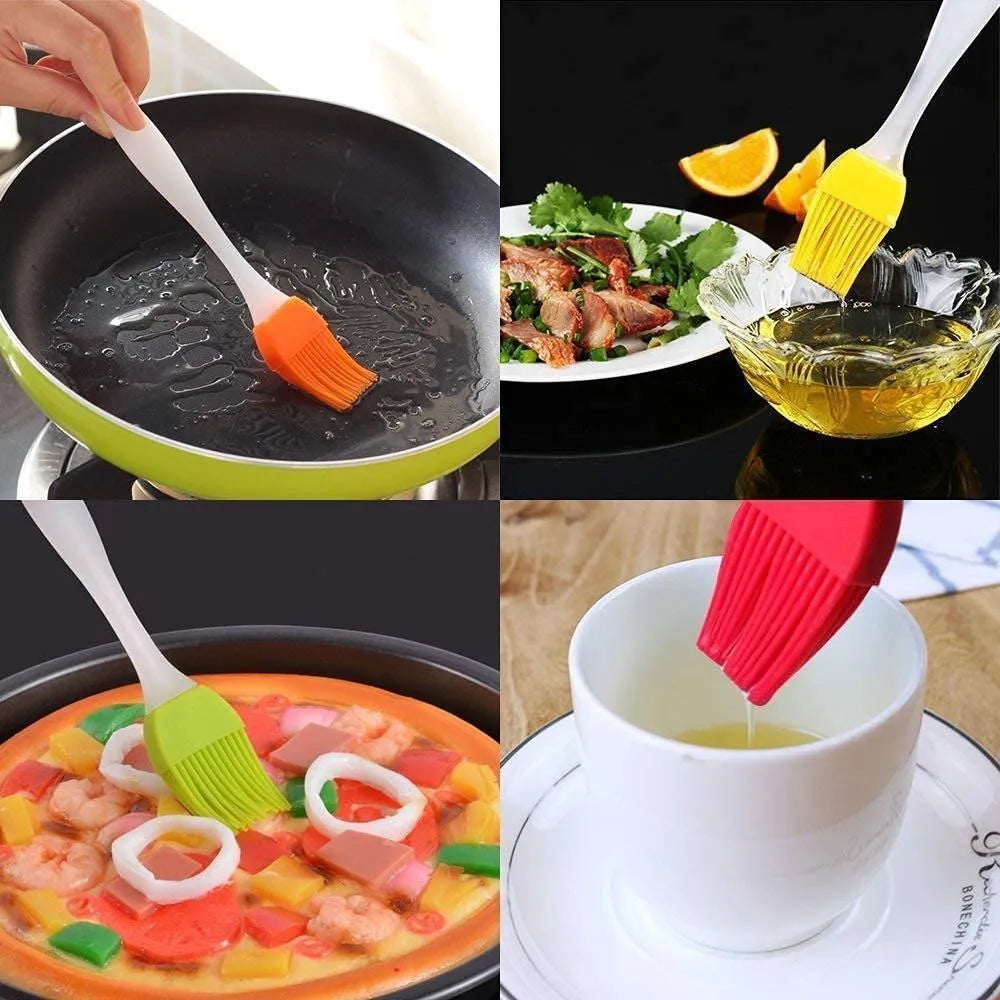 Silicone Spatula and Brush Set with Plastic Handle