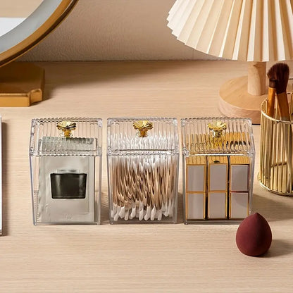 Acrylic Cotton Pad & Swab Storage Box with Lid