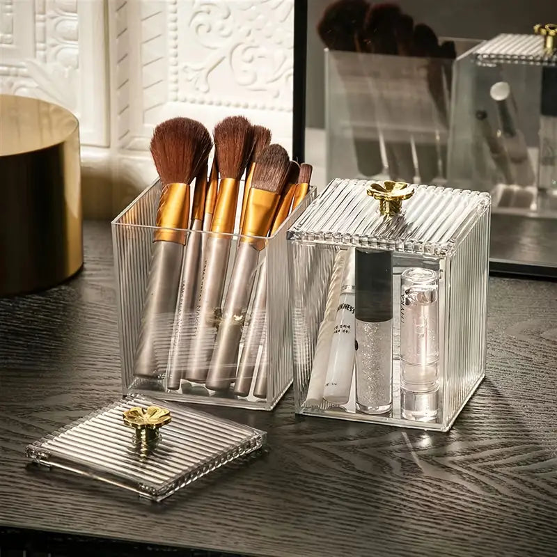Acrylic Cotton Pad & Swab Storage Box with Lid