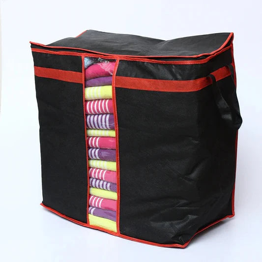 Large Non-Woven Clothes Storage Bag | Foldable Blanket & Quilt Organizer with Transparent Window