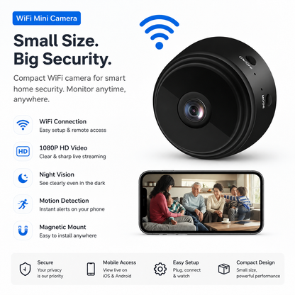 Mini WiFi Camera HD Wireless Security Camera with Night Vision