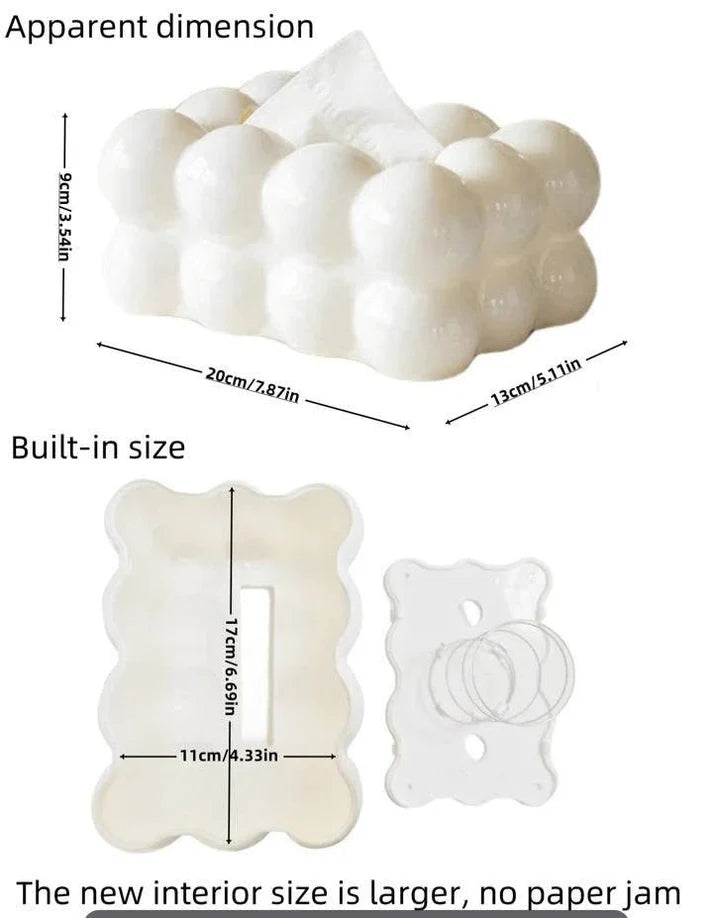 Bubble Bow Tissue Box White | Cute Cloud Tissue Holder