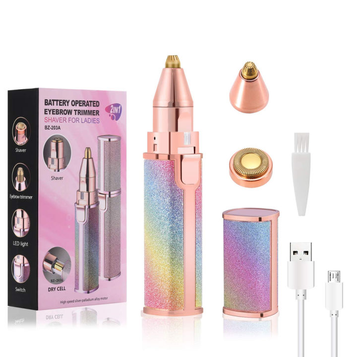 flawless 2 in 1 facial eyebrow trimmer women face hair remover precision grooming device portable beauty tool Aalaa Shop