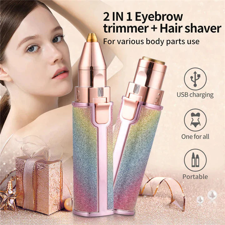 flawless 2 in 1 facial eyebrow trimmer women face hair remover precision grooming device portable beauty tool Aalaa Shop