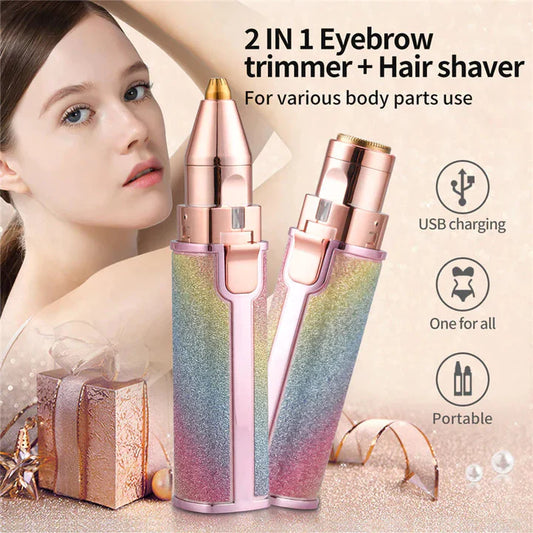flawless 2 in 1 facial eyebrow trimmer women face hair remover precision grooming device portable beauty tool Aalaa Shop