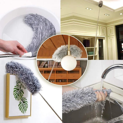 Foldable Cleaning Grey Duster | Adjustable Microfiber Dust Cleaning Brush