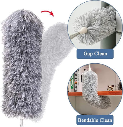 Foldable Cleaning Grey Duster | Adjustable Microfiber Dust Cleaning Brush