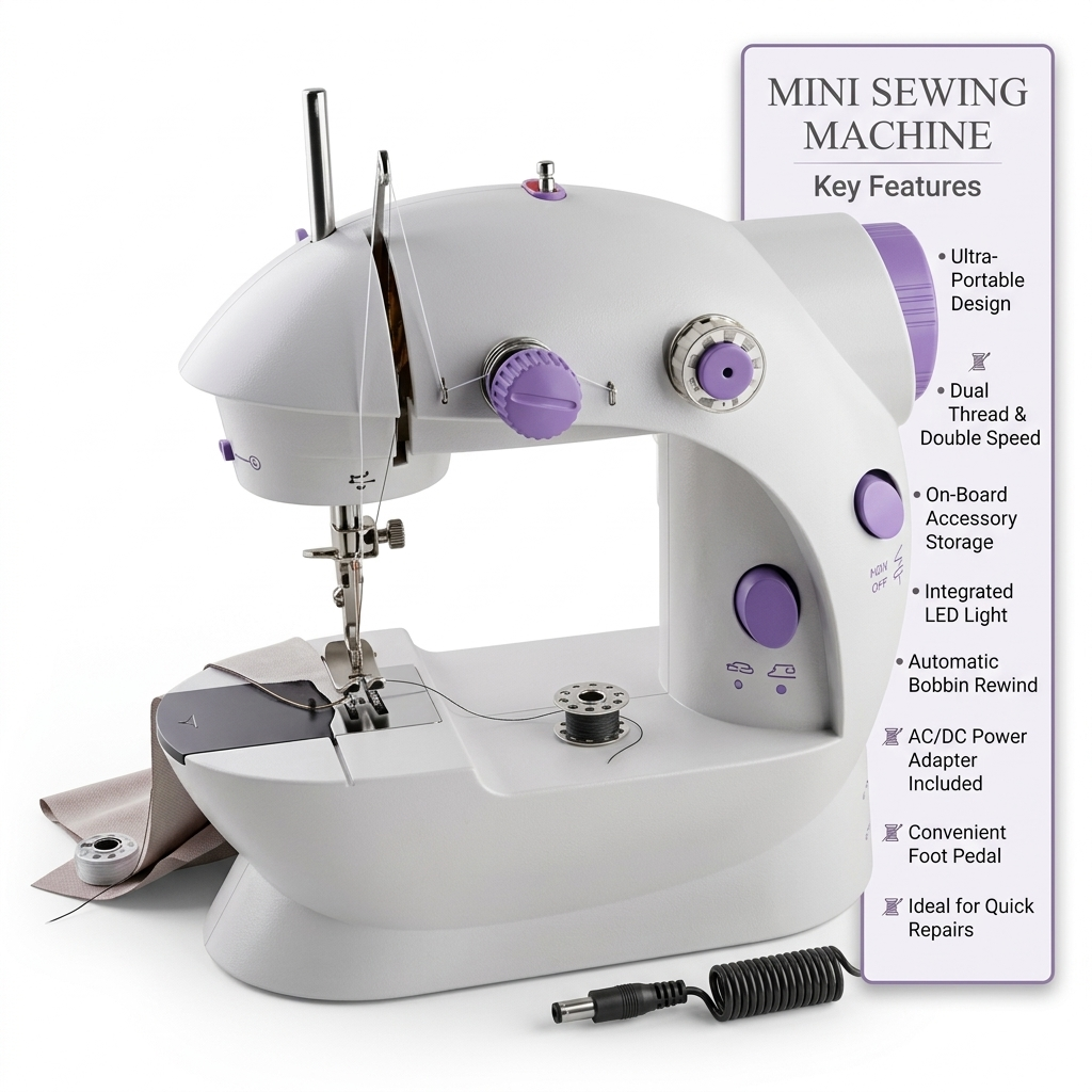 Mini portable electric sewing machine for home use handheld stitching tool for clothes repair travel DIY sewing machine Aalaa Shop
