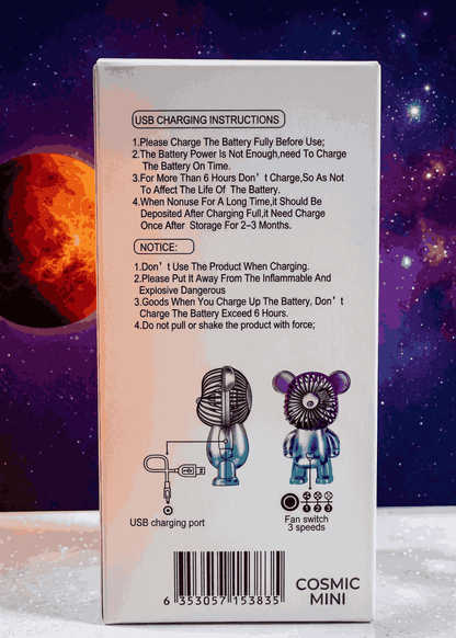 Cosmic mini bear portable fan USB rechargeable handheld cooling fan for travel desk summer personal fan Aalaa Shop
