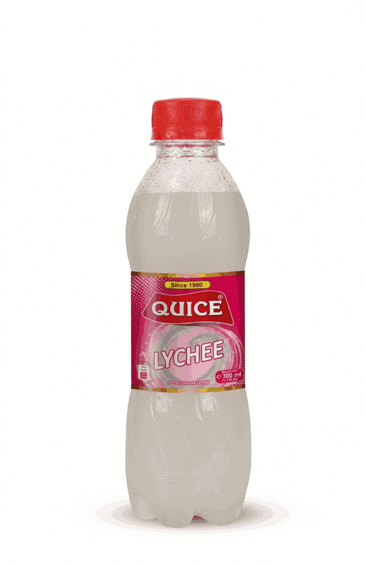 quice lychee carbonated soft drink refreshing fruit soda fizzy beverage sparkling lychee flavored drink chilled soft drink Gharsaman