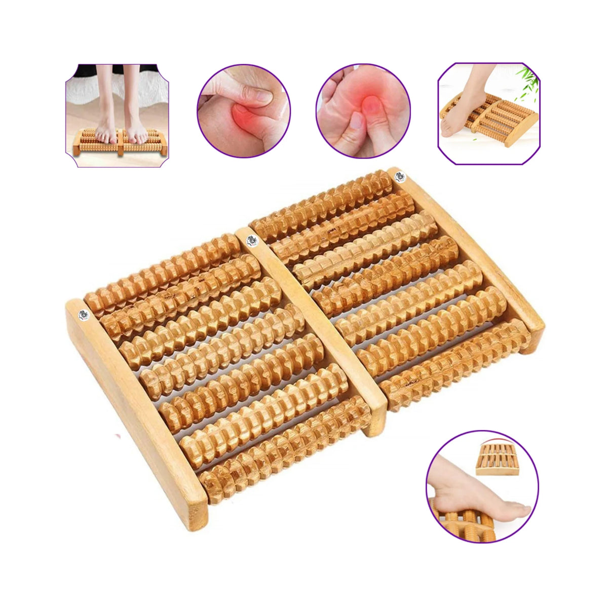 Wooden Foot Massager Roller | Acupressure Foot Massage Tool Pakistan