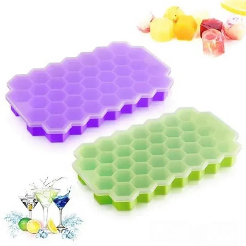 Silicone Ice Cube Trays  with Lids | Multicolor Honeycomb Ice Mold